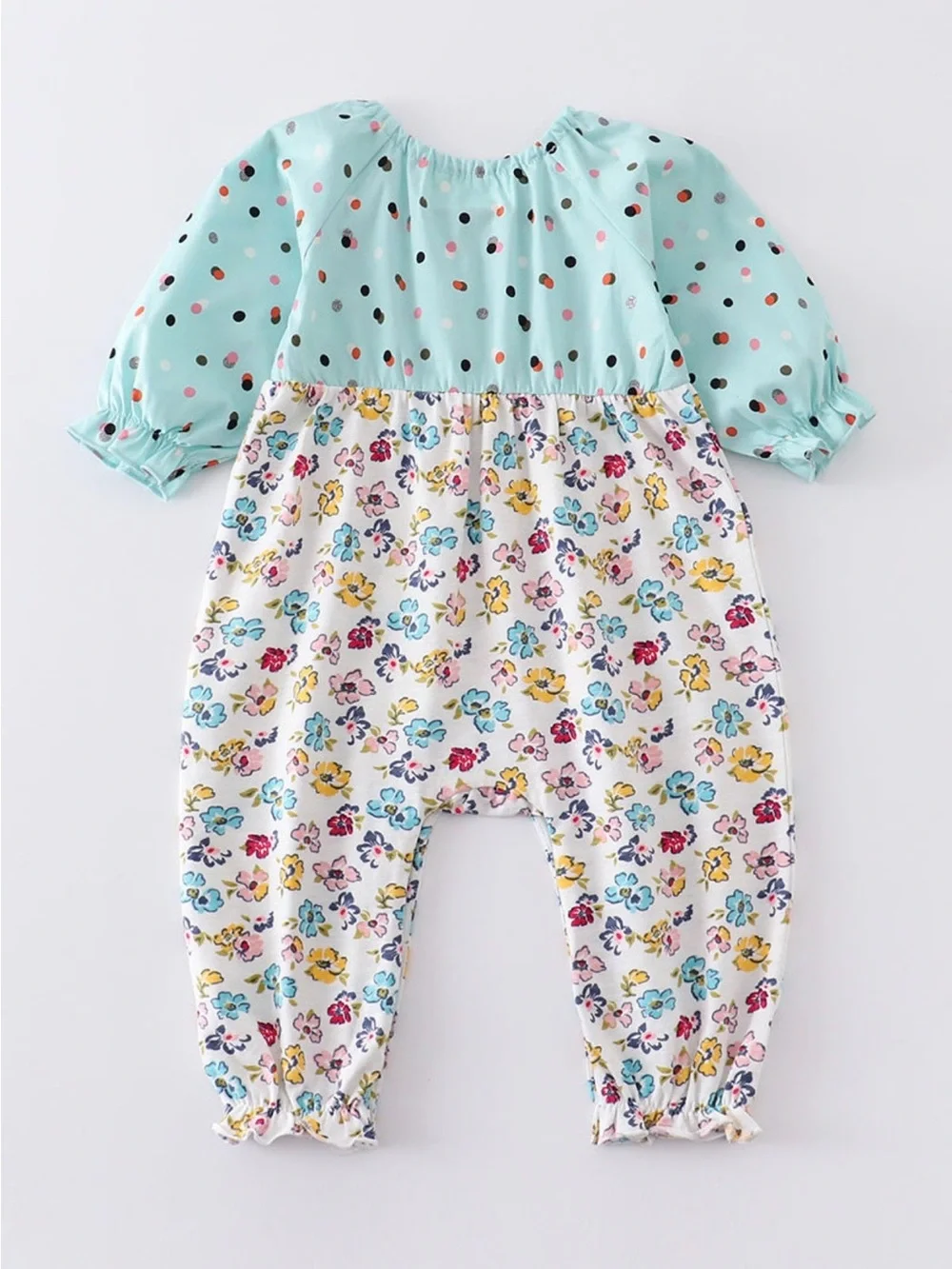 NWT Cotton Castle Baby Floral & Mint Polka Dot One-Piece Romper